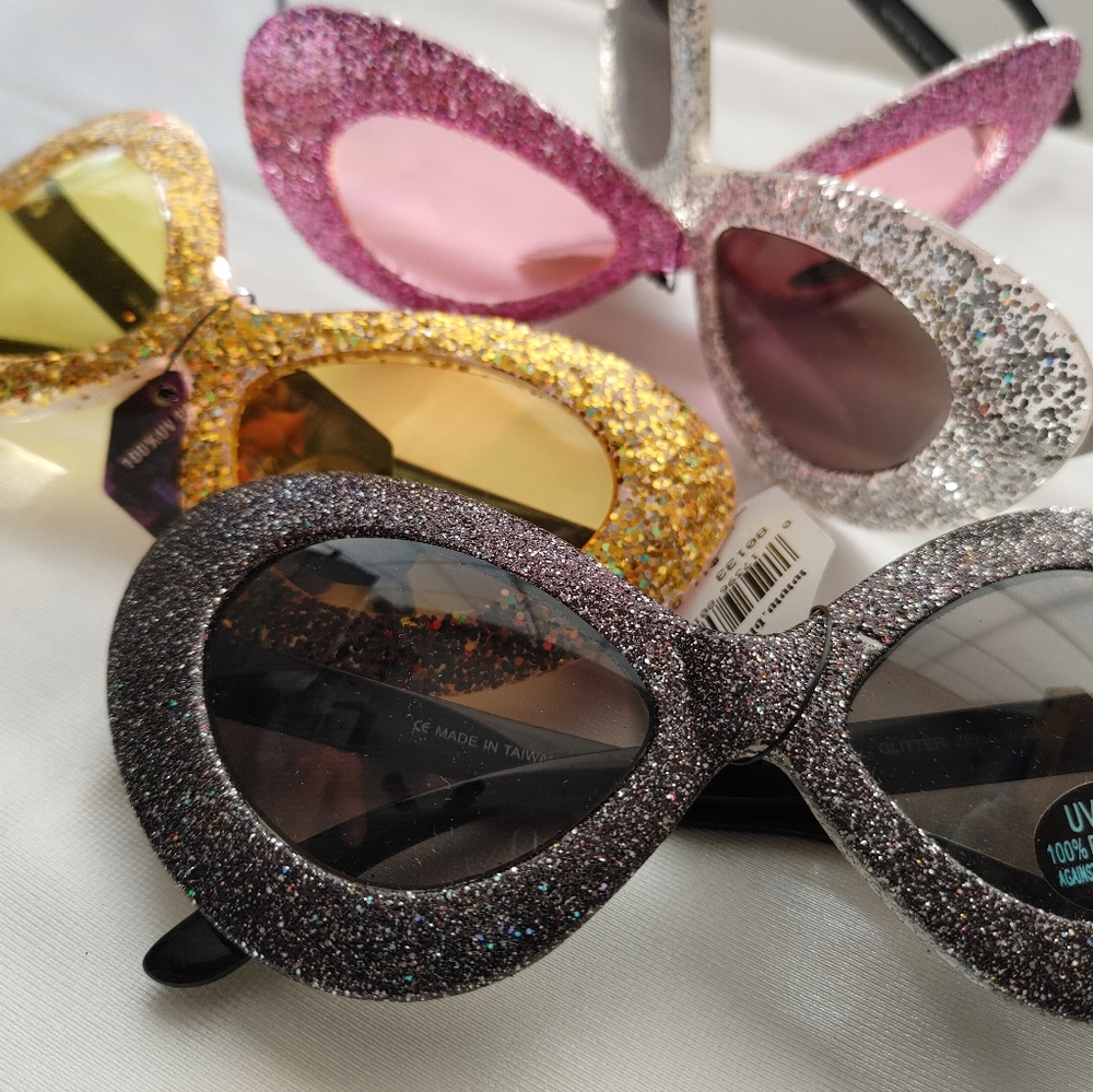 $9 each or four for $30 NWT Blue Gem Glitter Zena funky fun costume sunglasses